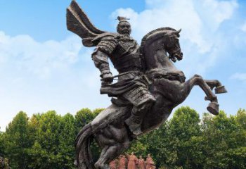 泉州曹操骑马铜雕塑象征勇猛、英雄气概