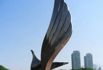泉州不锈钢翅膀雕塑象征着自由的美