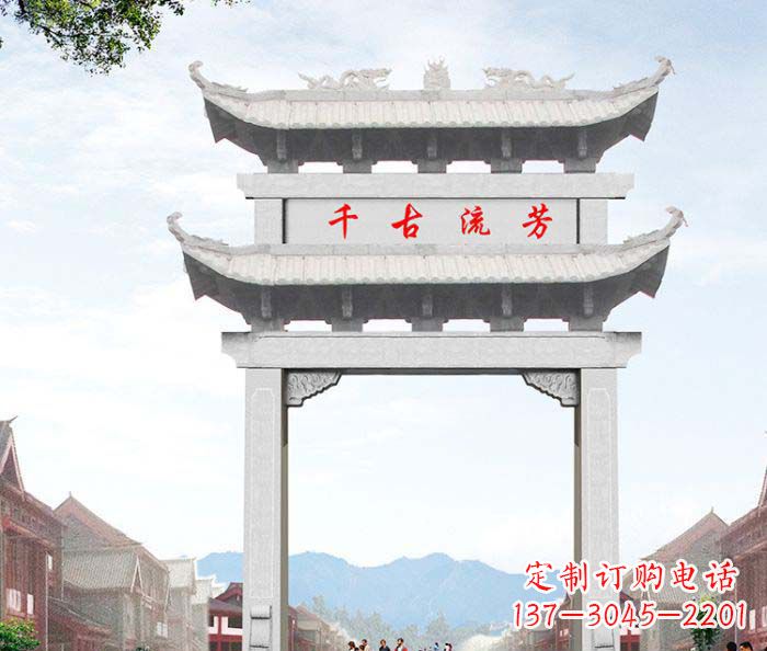 泉州石雕牌坊一座传承传统的精美雕塑