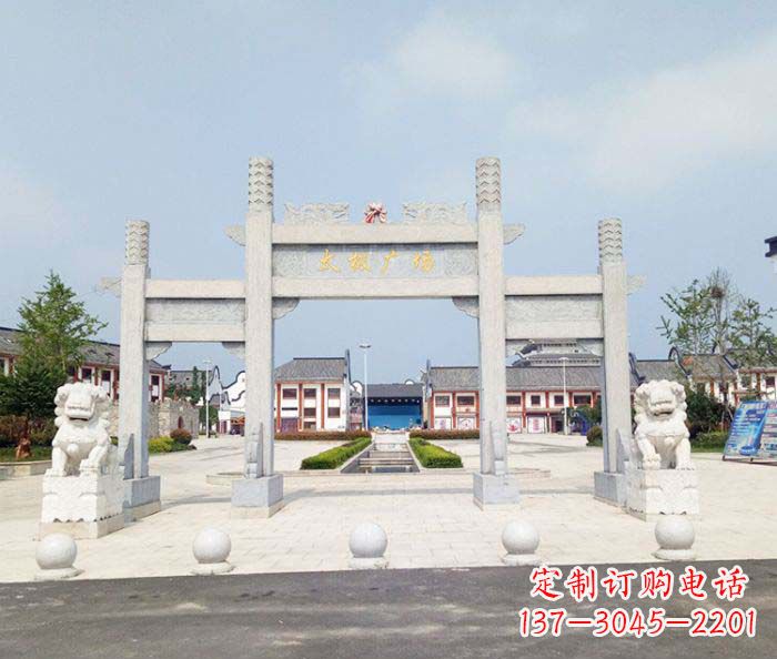 泉州村口三门石雕牌坊 (2)