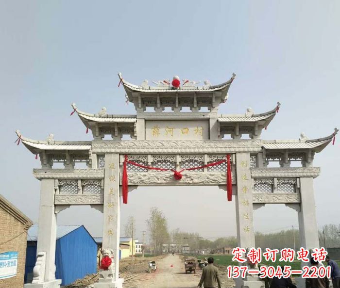泉州村口三门石雕牌楼 (4)