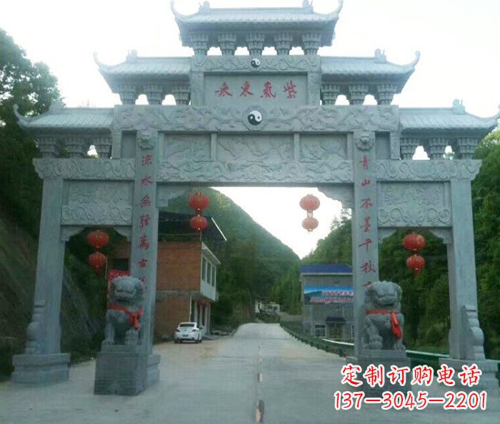 泉州村口三门石雕牌楼 (3)