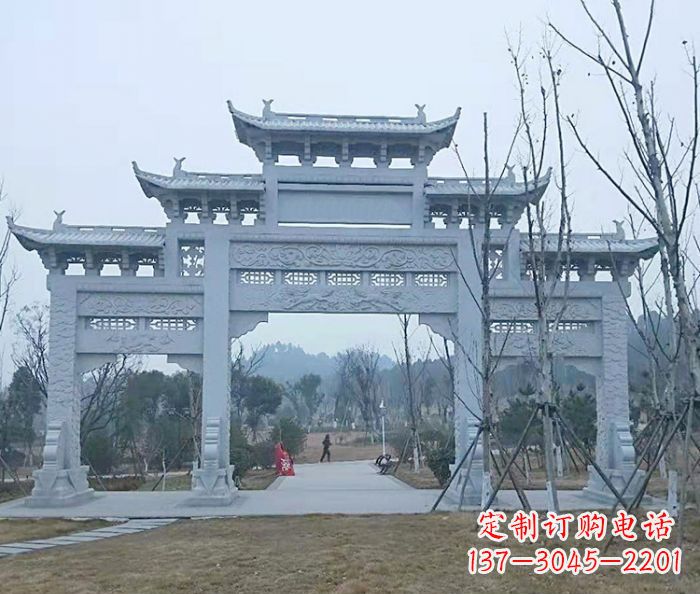 泉州村口三门石雕牌楼_2 (2)