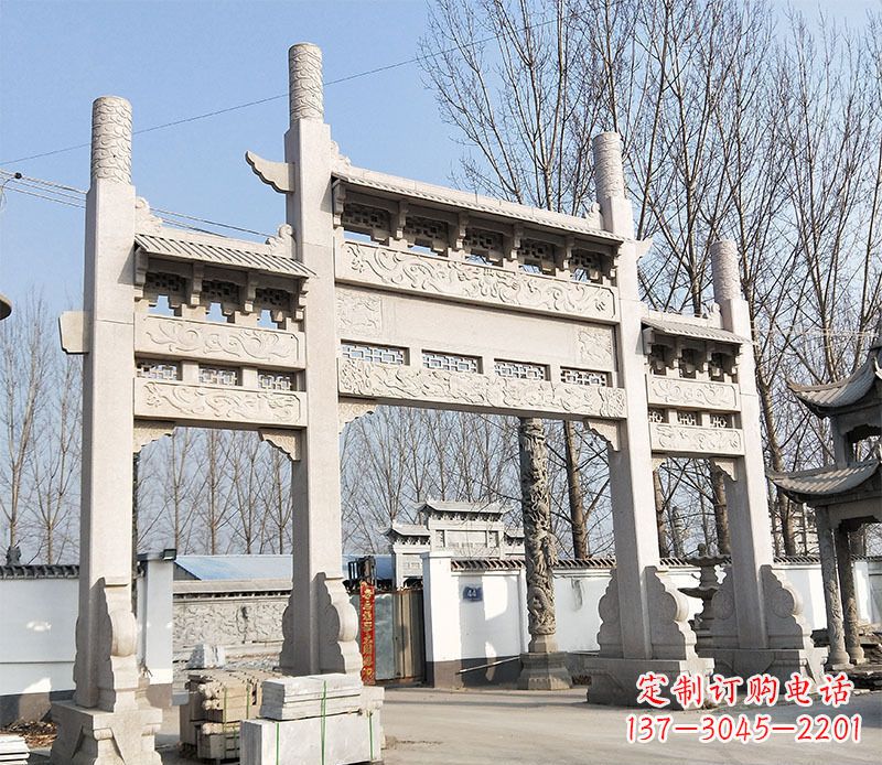 泉州村口三门石牌坊石雕 (3)