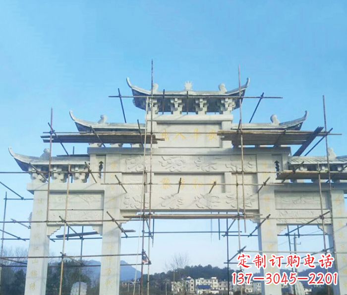 泉州大理石三门牌坊雕塑