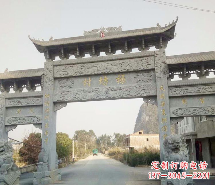 泉州村庄石牌坊石雕 (4)