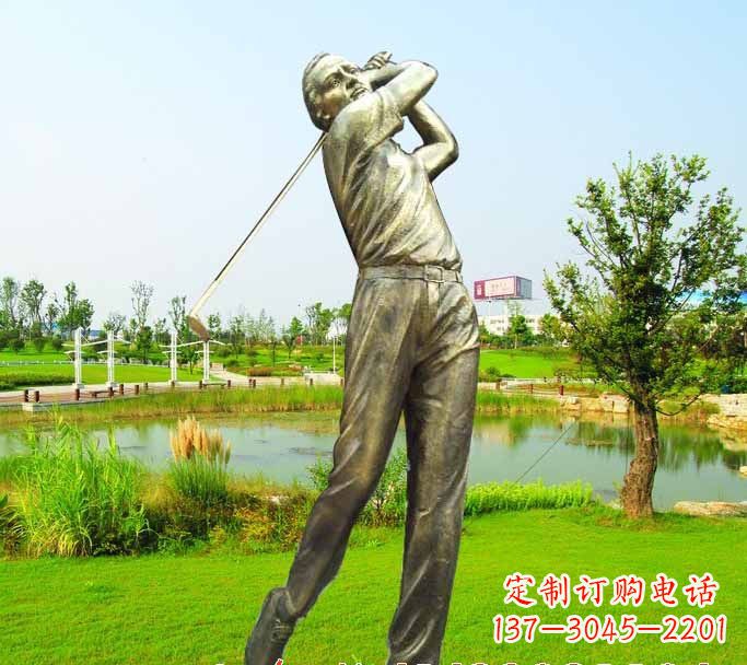 泉州打高尔夫球人物铜雕222