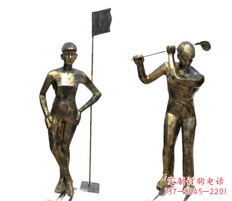 泉州打高尔夫人物广场景观铜雕摆件