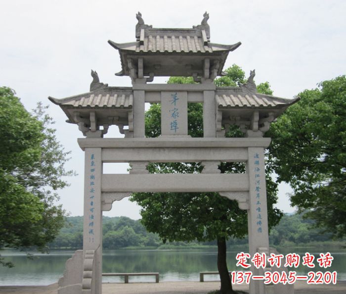 泉州大理石单门牌楼雕塑精美的艺术瑰宝