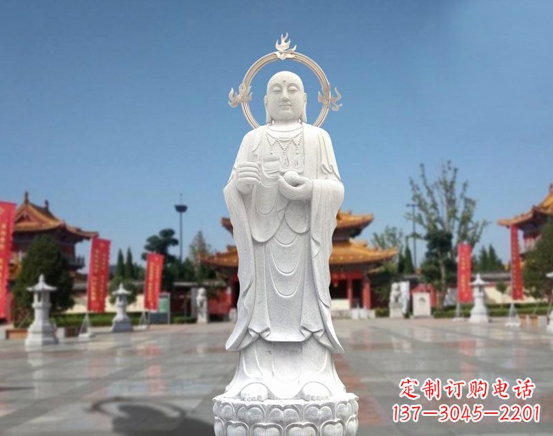 泉州大理石地藏菩萨雕塑象征佛法的传承