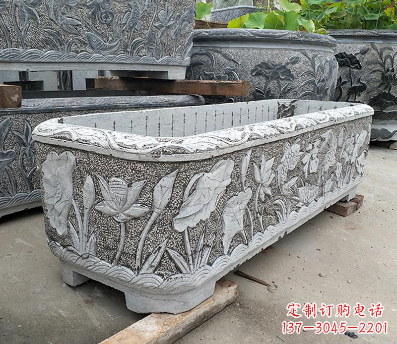 泉州大理石菊花水缸雕塑