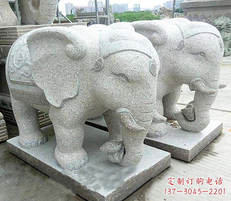 泉州大理石制作的精美招财大象雕塑
