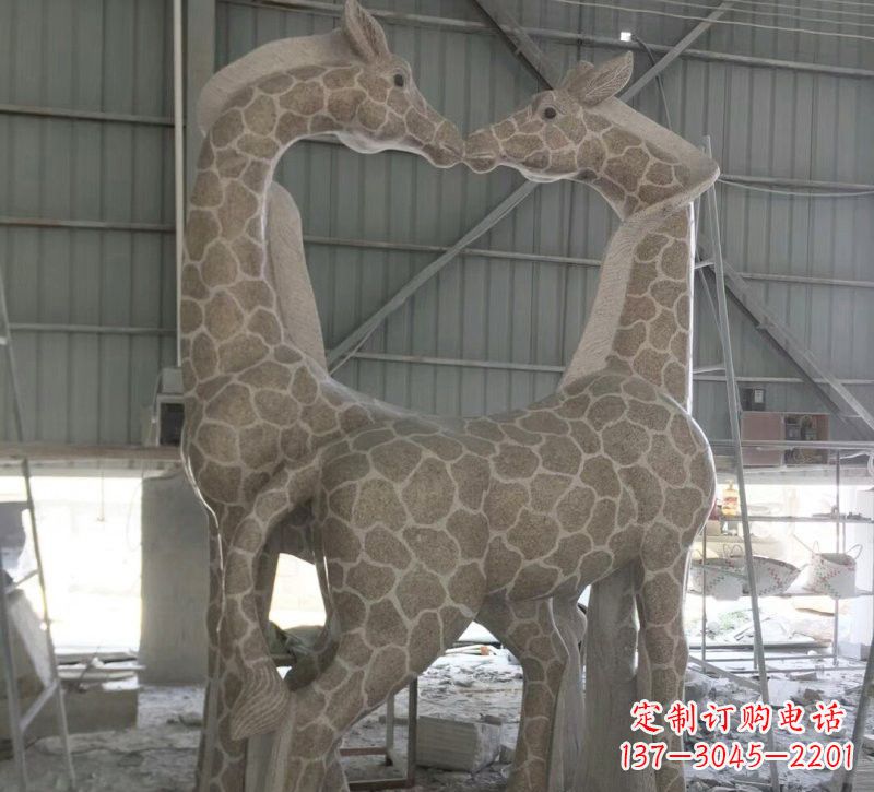 泉州大理石艺术精美长颈鹿雕塑