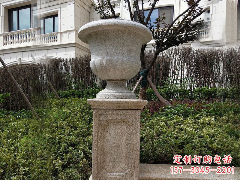 泉州大理石花钵小区花盆石雕