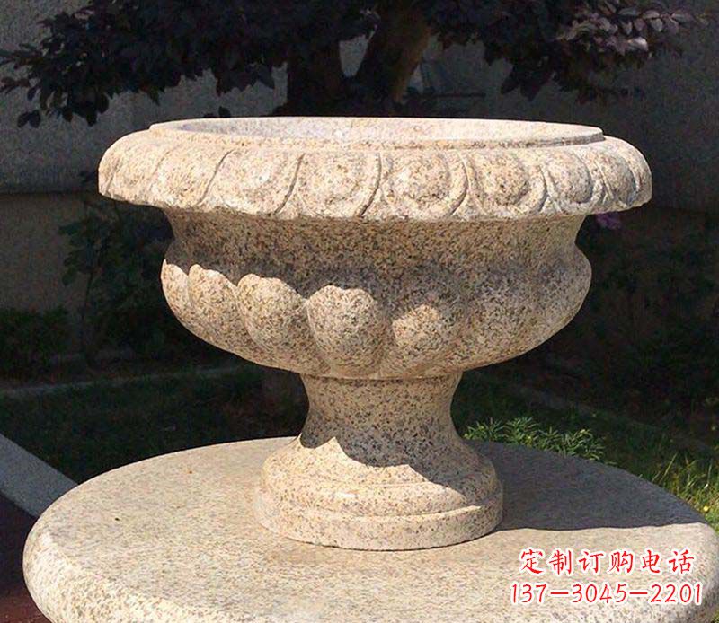 泉州大理石花钵公园花盆石雕