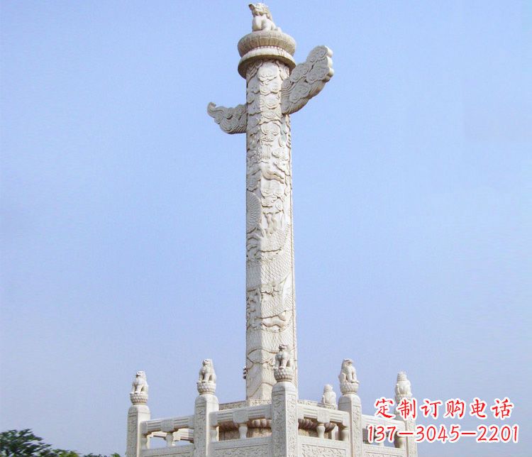 泉州大理石华表广场盘龙柱石雕