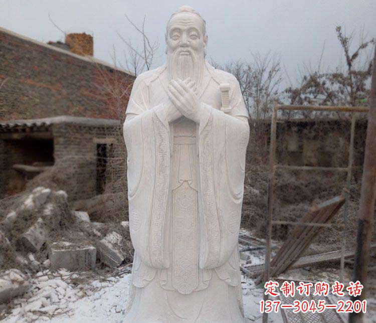 泉州大理石孔子行教像古代名人石雕