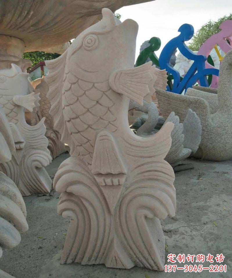 泉州大理石鲤鱼喷泉雕塑