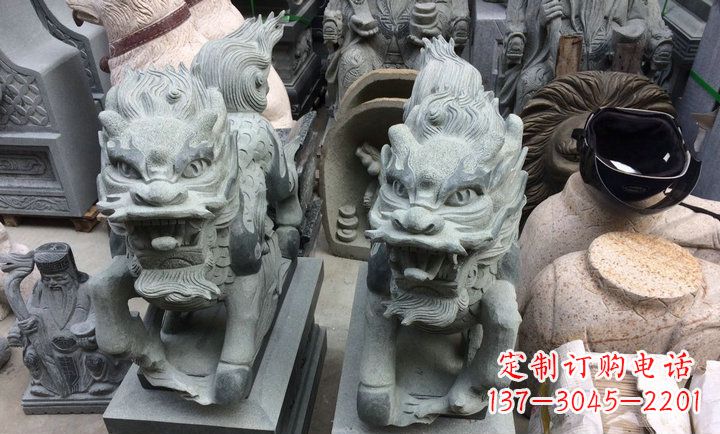 泉州大理石立式麒麟门口镇宅石雕