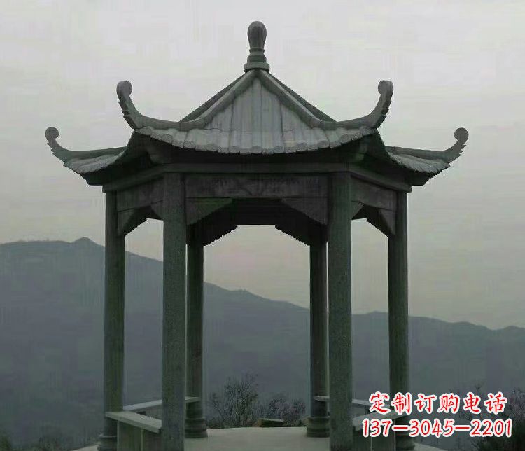 泉州大理石凉亭景区六角石雕
