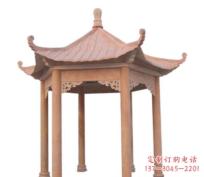泉州大理石六角凉亭 