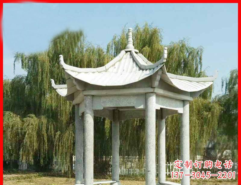 泉州大理石六角凉亭公园石雕 (3)