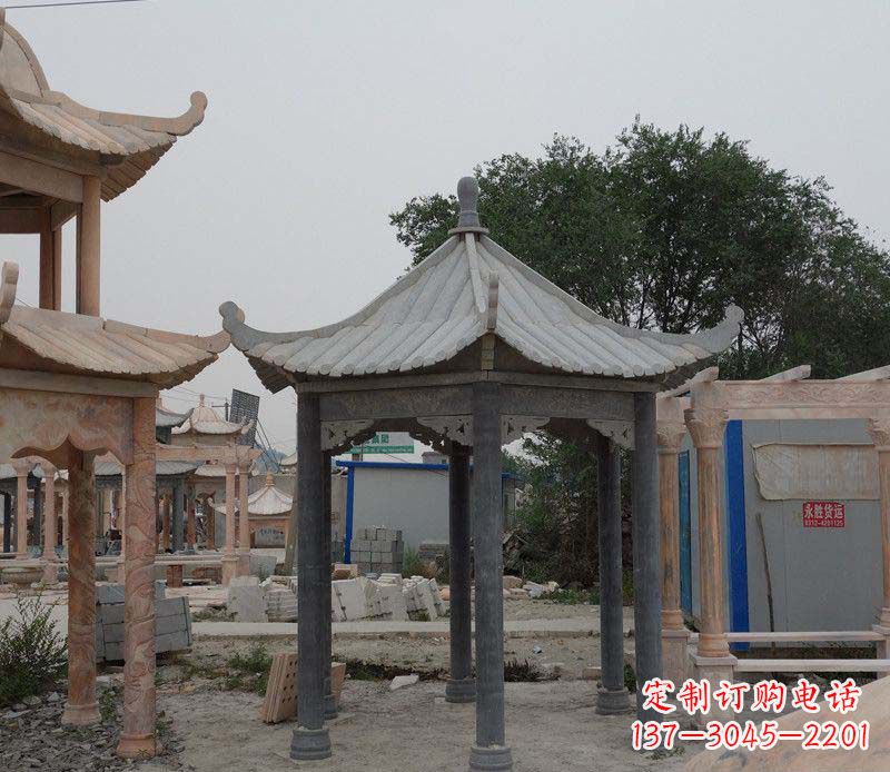 泉州大理石六角凉亭公园石雕 (2)