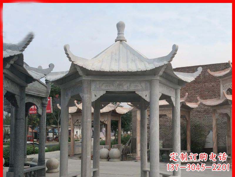 泉州大理石六角凉亭公园石雕