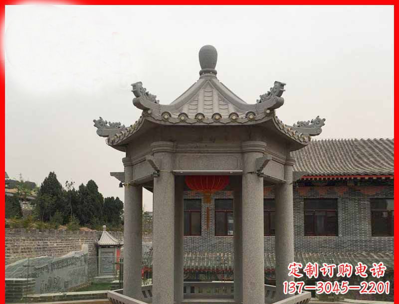 泉州大理石六角凉亭公园石雕 (4)