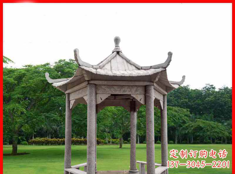 泉州大理石六角凉亭园林景观石雕