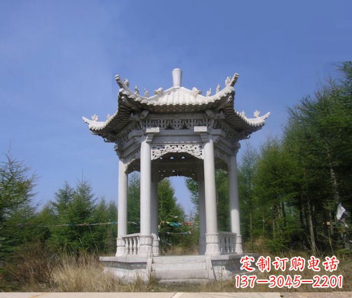 泉州大理石六角石雕凉亭 (3)
