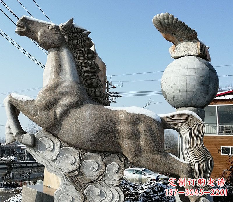 泉州大理石马踏祥云石雕