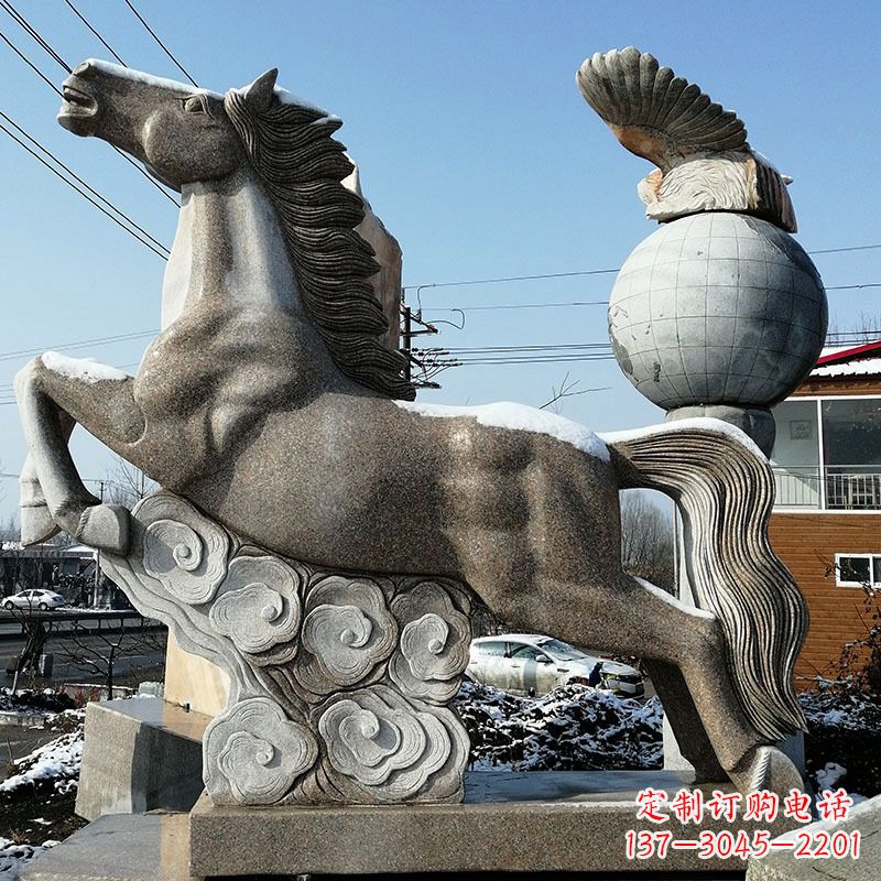 泉州大理石马踏祥云雕塑