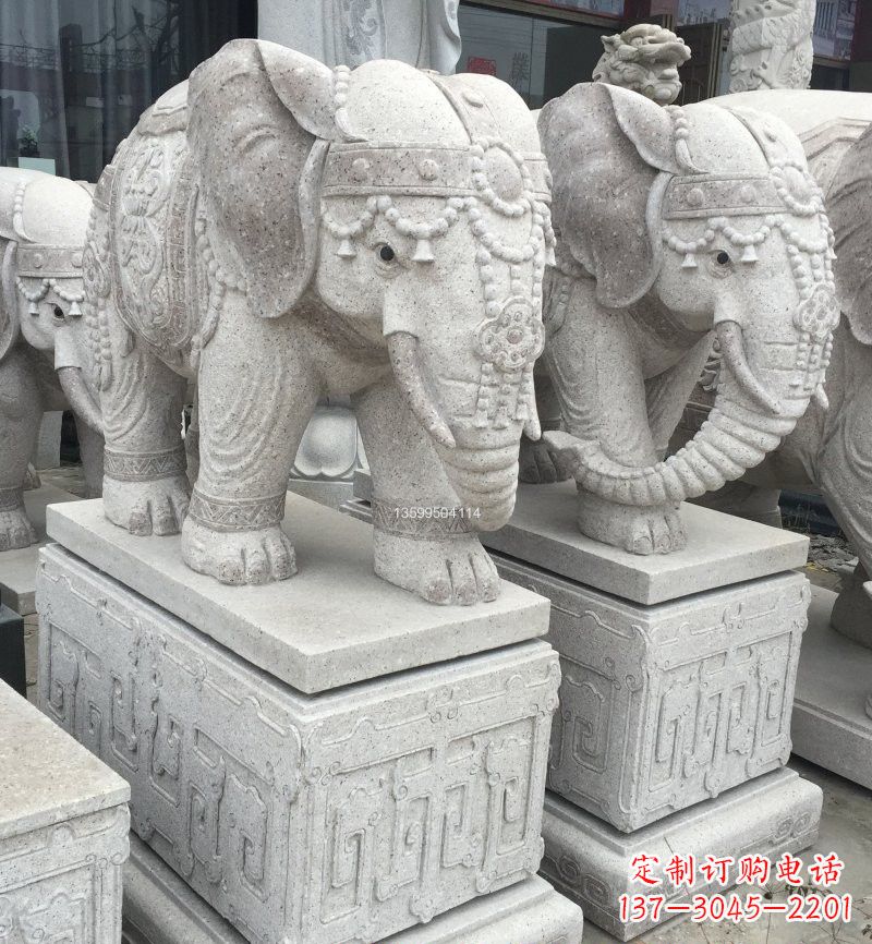 泉州精美绝伦的大理石门口大象雕塑
