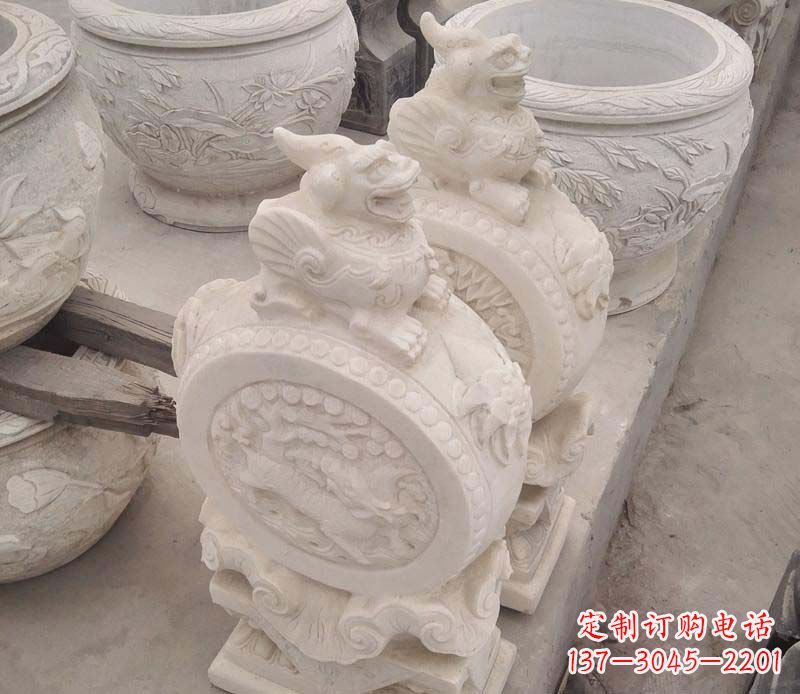 泉州大理石貔貅抱鼓石雕塑