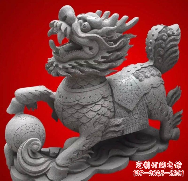 泉州大理石企业小区门口麒麟雕塑