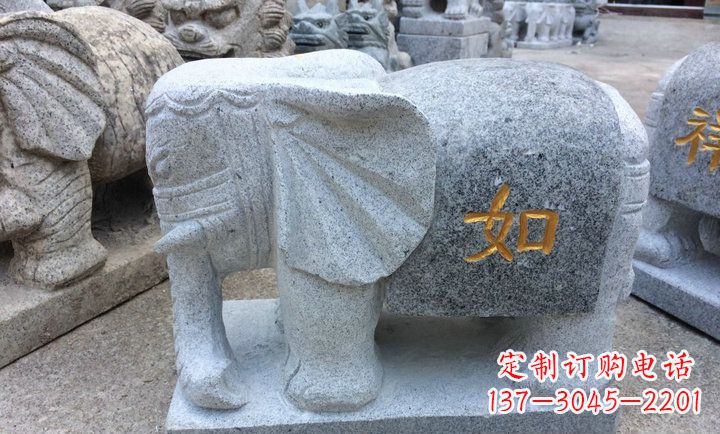 泉州大理石如意大象门口镇宅石雕