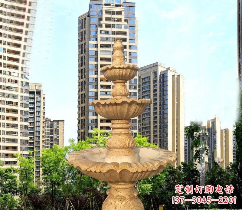 泉州大理石三层喷泉公园石雕 (2)