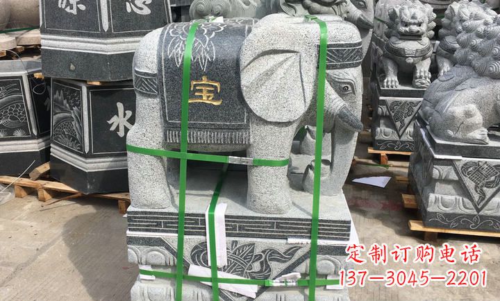 泉州大理石如意大象门口镇宅石雕 (3)