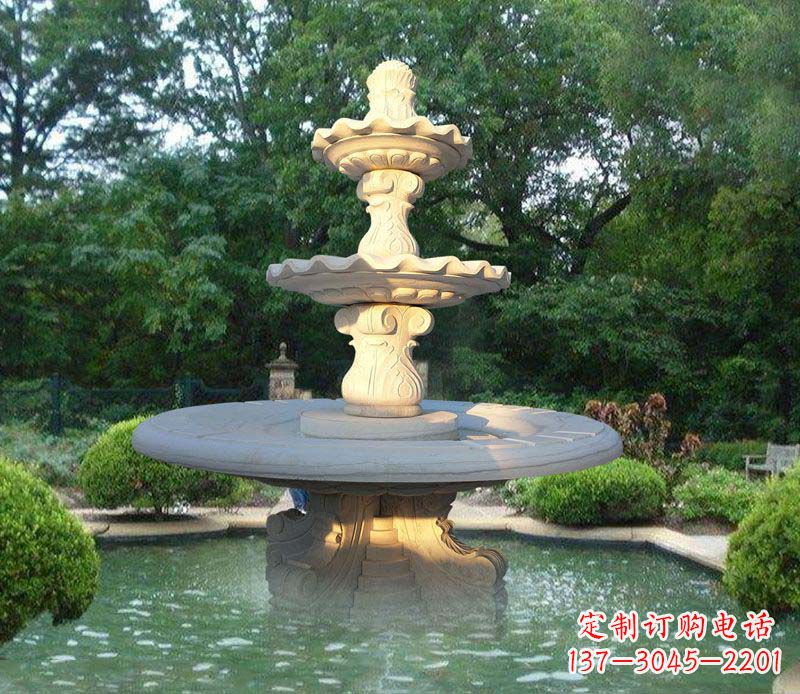 泉州大理石三层喷泉公园石雕