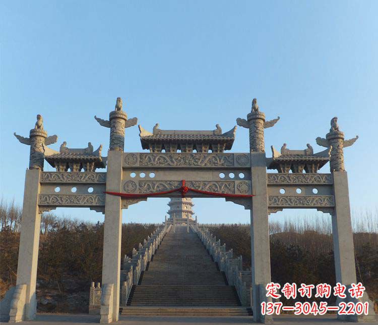 泉州大理石三门牌坊景区石雕