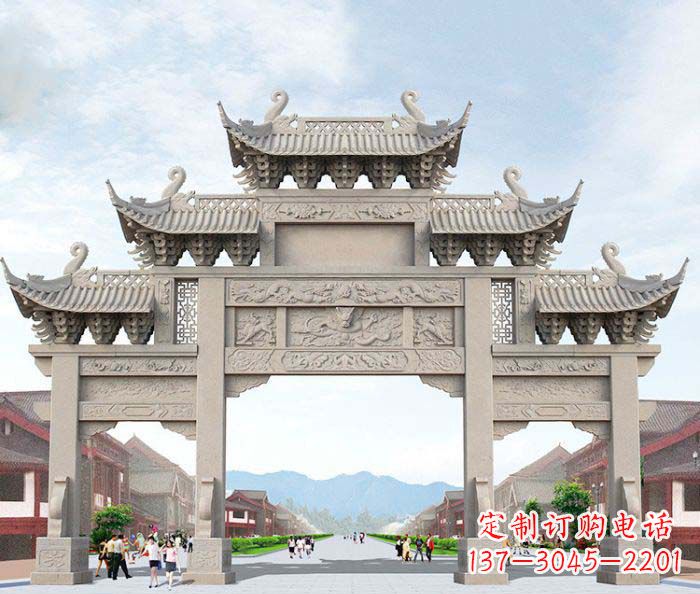 泉州大理石三门石雕牌坊