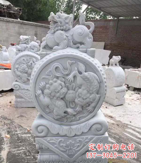 泉州大理石狮子抱鼓石雕塑