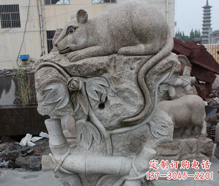 泉州大理石生肖鼠石雕