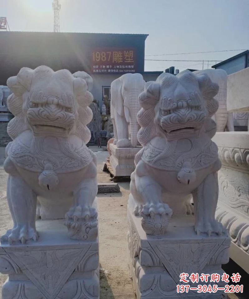 泉州大理石狮子雕塑,象征威严