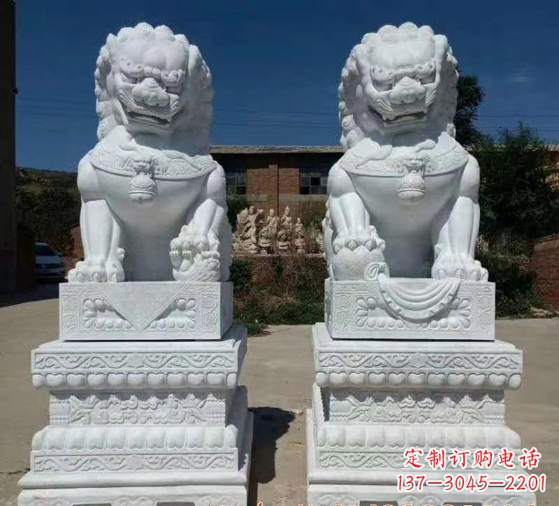 泉州大理石狮子石雕,雕塑定制精美狮子