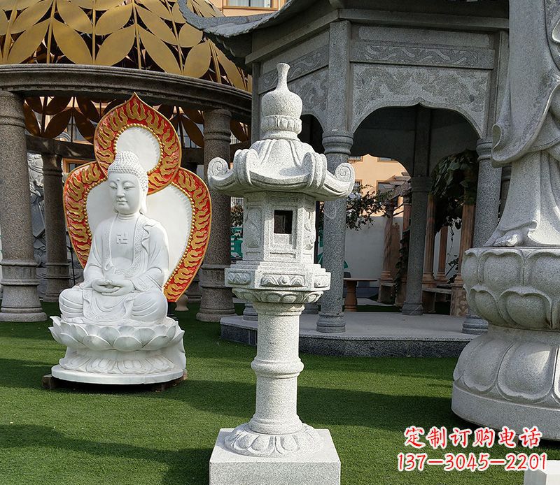 泉州独特的大理石石灯笼寺庙石雕