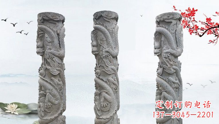 泉州精美大理石龙柱雕塑