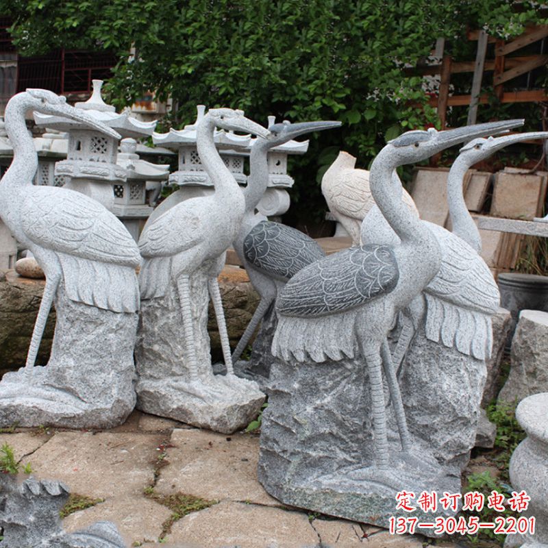 泉州精美大理石仙鹤雕塑