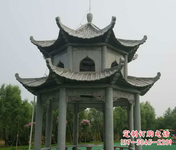 泉州大理石双层凉亭石雕